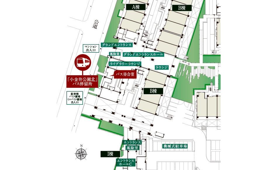 シティハウス小金井公園の現地案内図