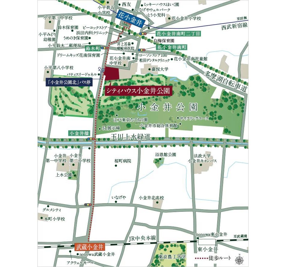 シティハウス小金井公園の現地案内図
