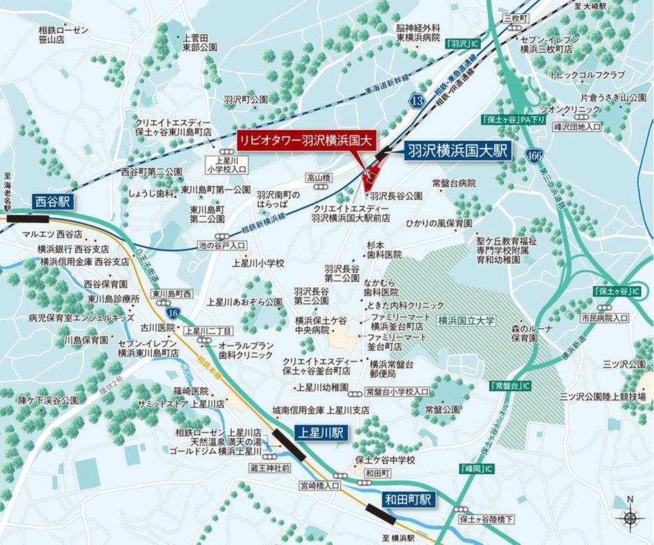 リビオタワー羽沢横浜国大の現地案内図