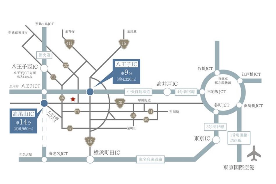 プレシス西八王子リバーサイドの交通アクセス図