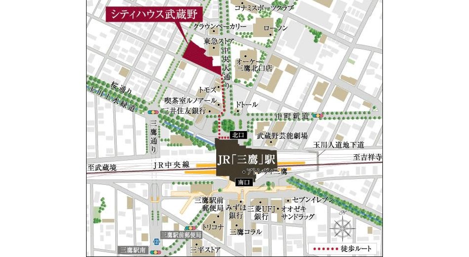 シティハウス武蔵野の現地案内図