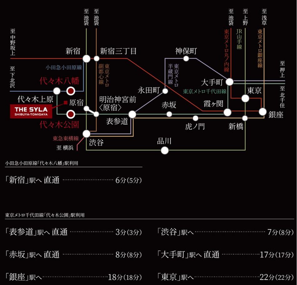 THE SYLA SHIBUYA-TOMIGAYA（ザ・シーラ渋谷富ヶ谷）の交通アクセス図