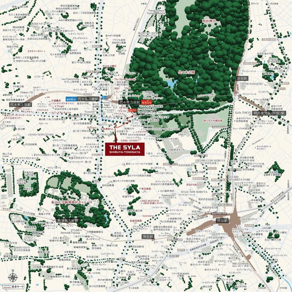 THE SYLA SHIBUYA-TOMIGAYA（ザ・シーラ渋谷富ヶ谷）の現地案内図