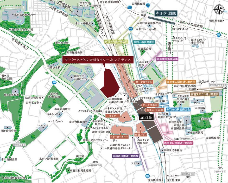 ザ・パークハウス 赤羽台タワー＆レジデンスの現地案内図