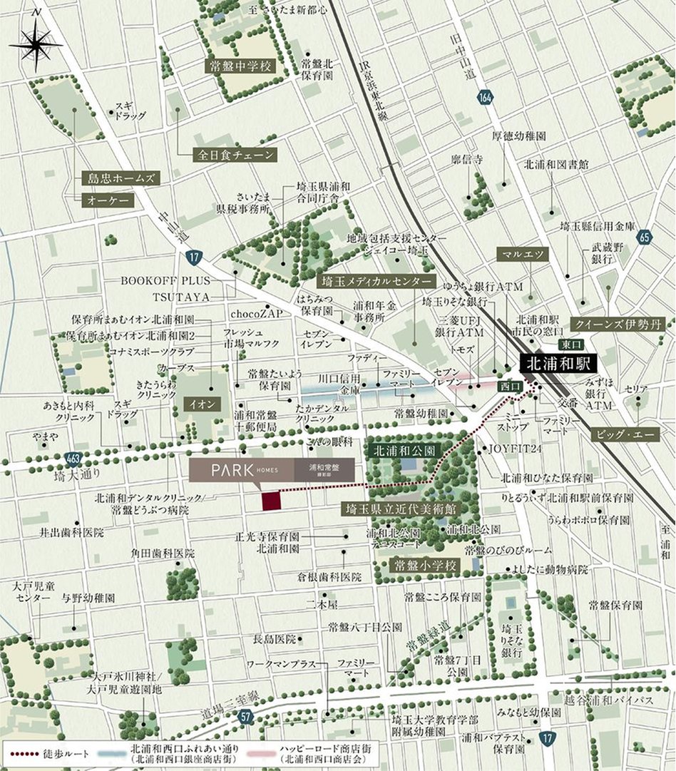 パークホームズ浦和常盤 緑彩邸の現地案内図
