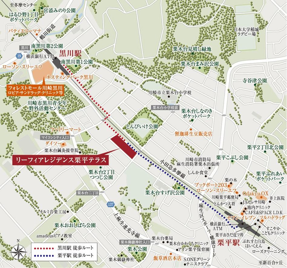 リーフィアレジデンス栗平テラスの現地案内図