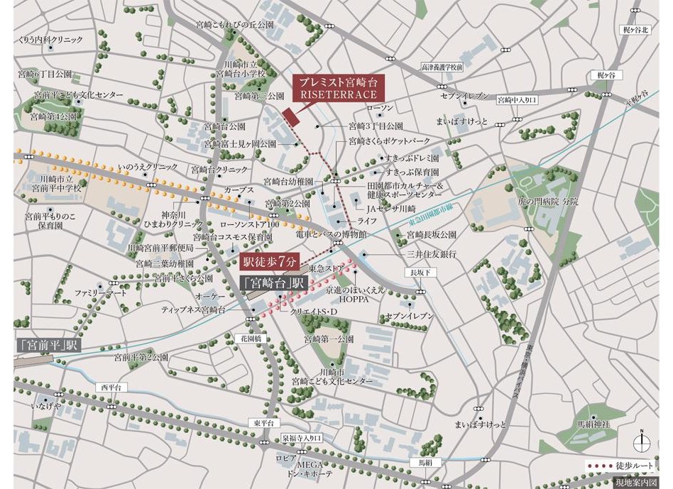 プレミスト宮崎台RISETERRACEの現地案内図