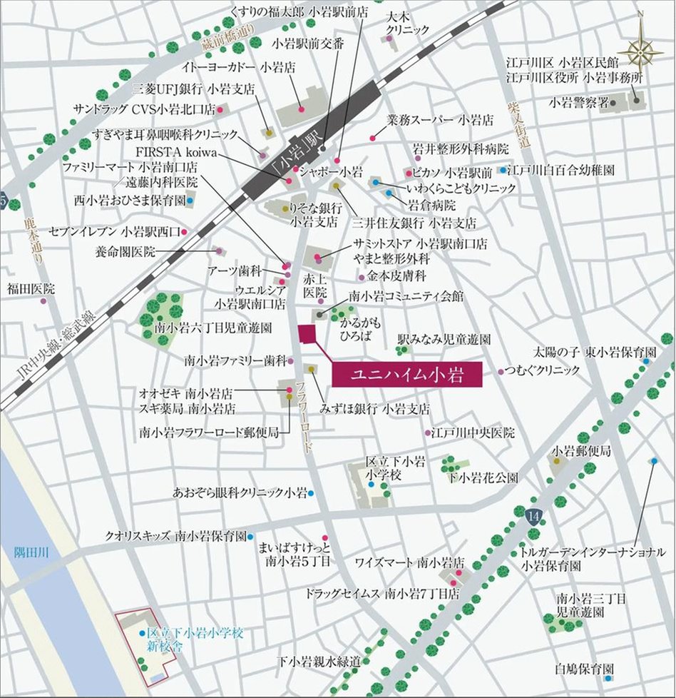 ユニハイム小岩の現地案内図