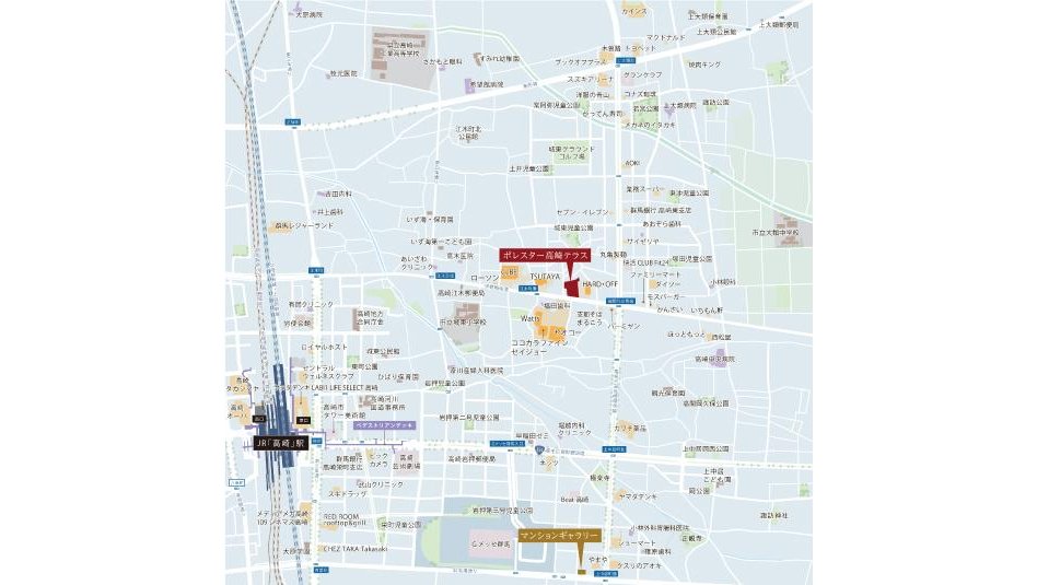 ポレスター高崎テラスの現地案内図