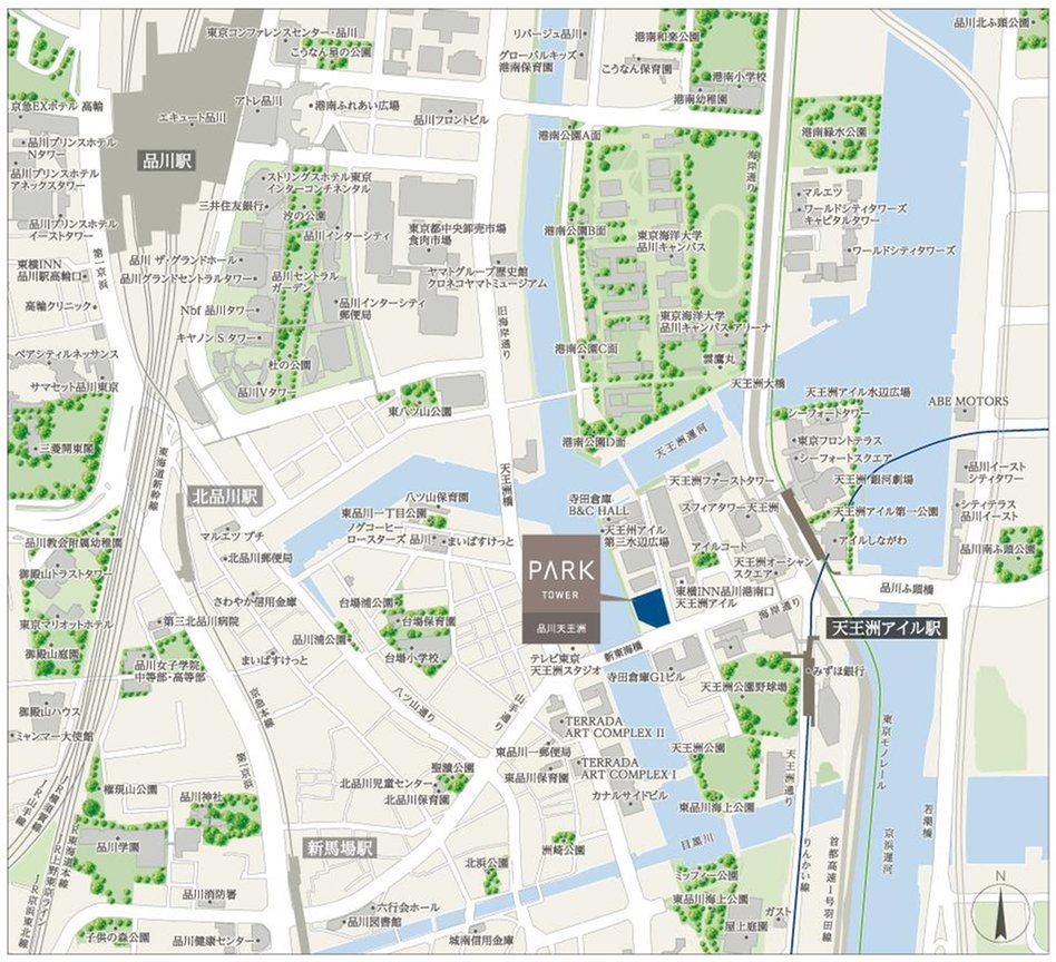 パークタワー品川天王洲の現地案内図