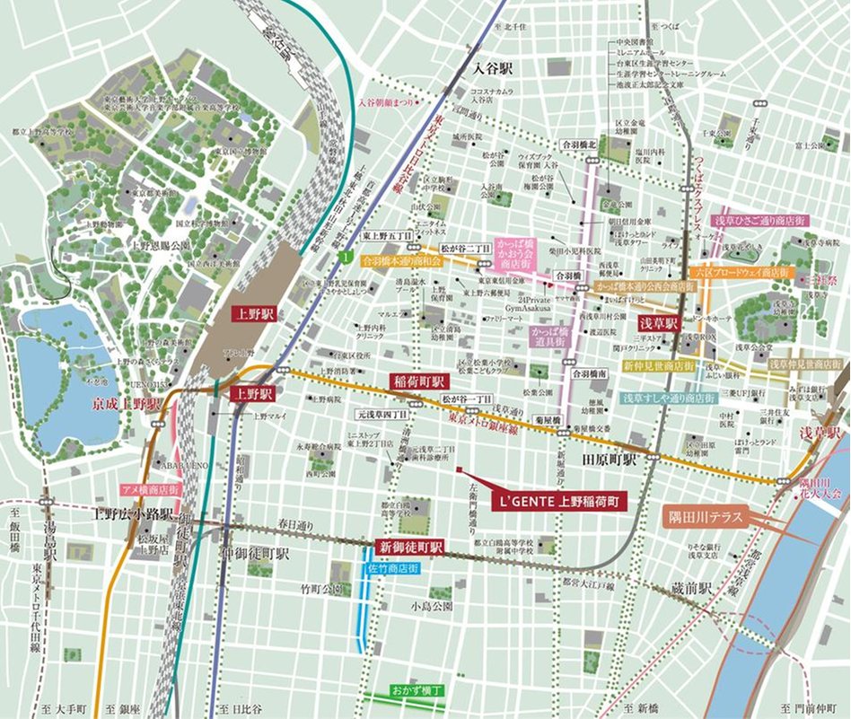 ルジェンテ上野稲荷町の現地案内図