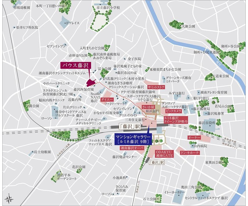 バウス藤沢の現地案内図