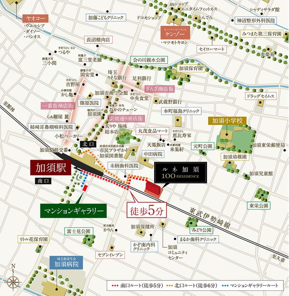 ルネ加須／ワンハンドレッド・レジデンスの現地案内図