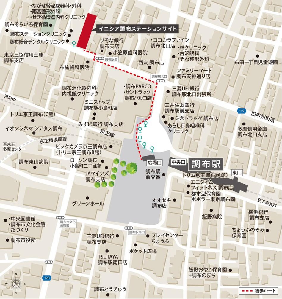 イニシア調布ステーションサイトの現地案内図