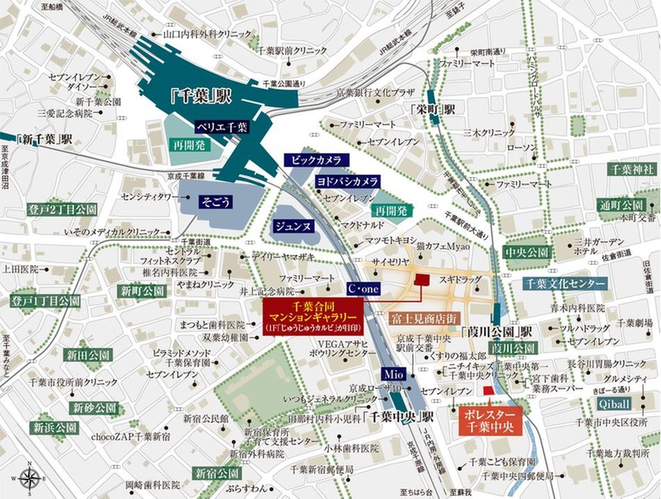 ポレスター千葉中央の現地案内図