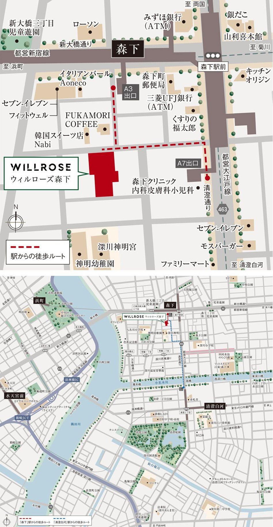 ウィルローズ森下の現地案内図