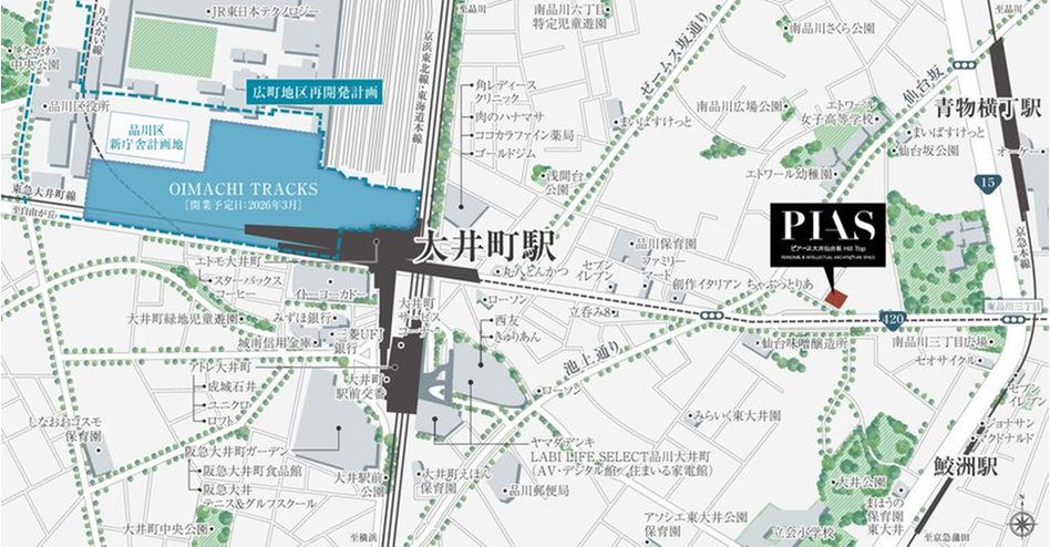 ピアース大井仙台坂Hill Topの現地案内図