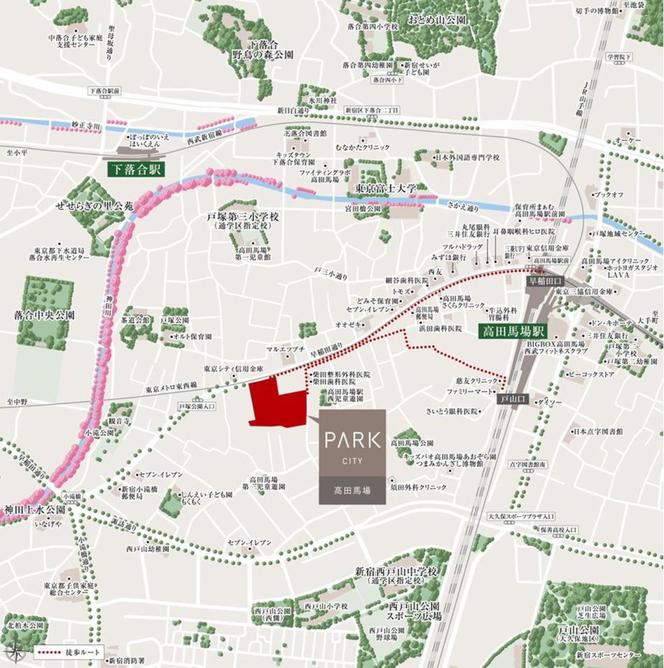 パークシティ高田馬場の現地案内図