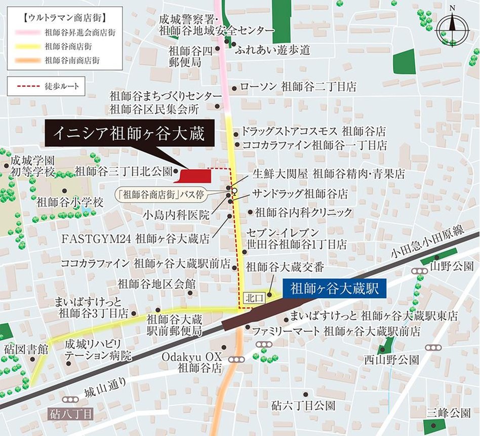 イニシア祖師ヶ谷大蔵の現地案内図