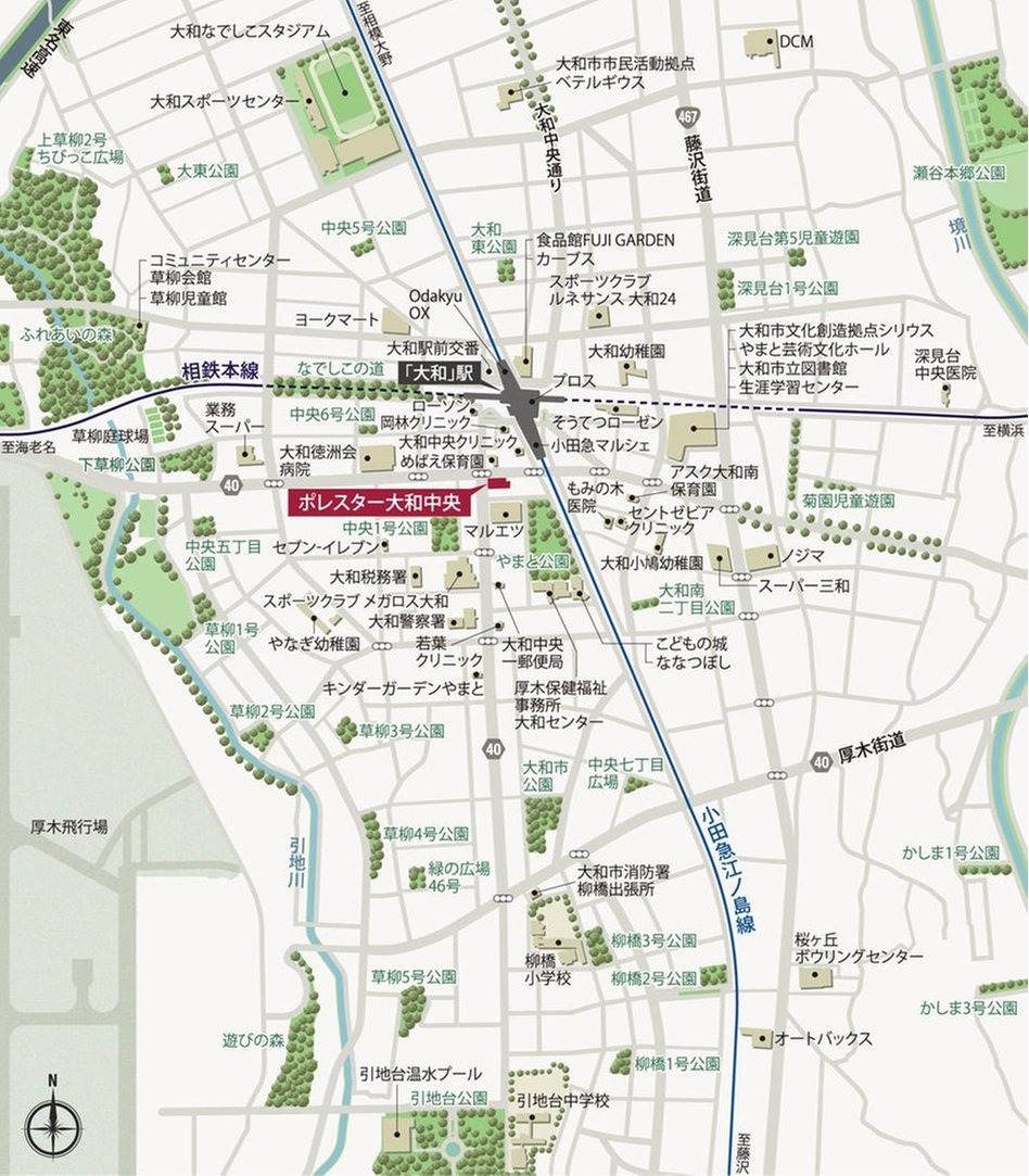 ポレスター大和中央の現地案内図