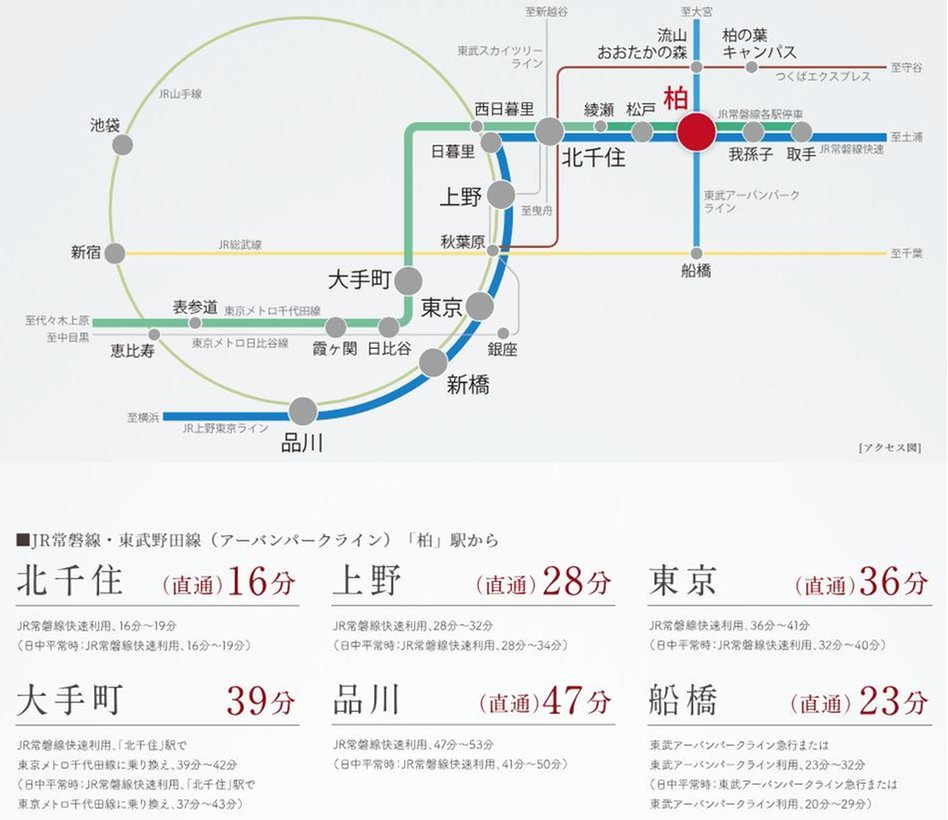 ルネ柏ディアパークの交通アクセス図