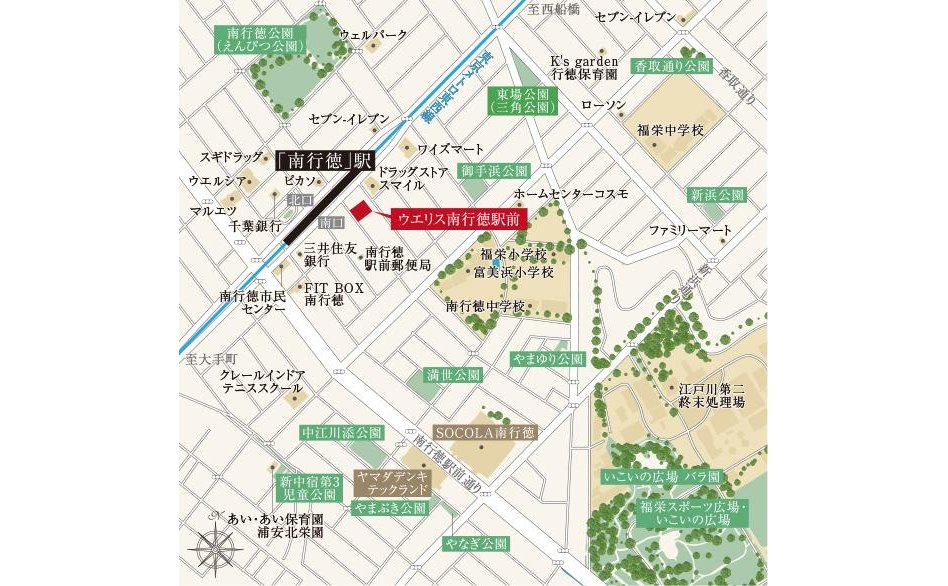 ウエリス南行徳駅前の現地案内図