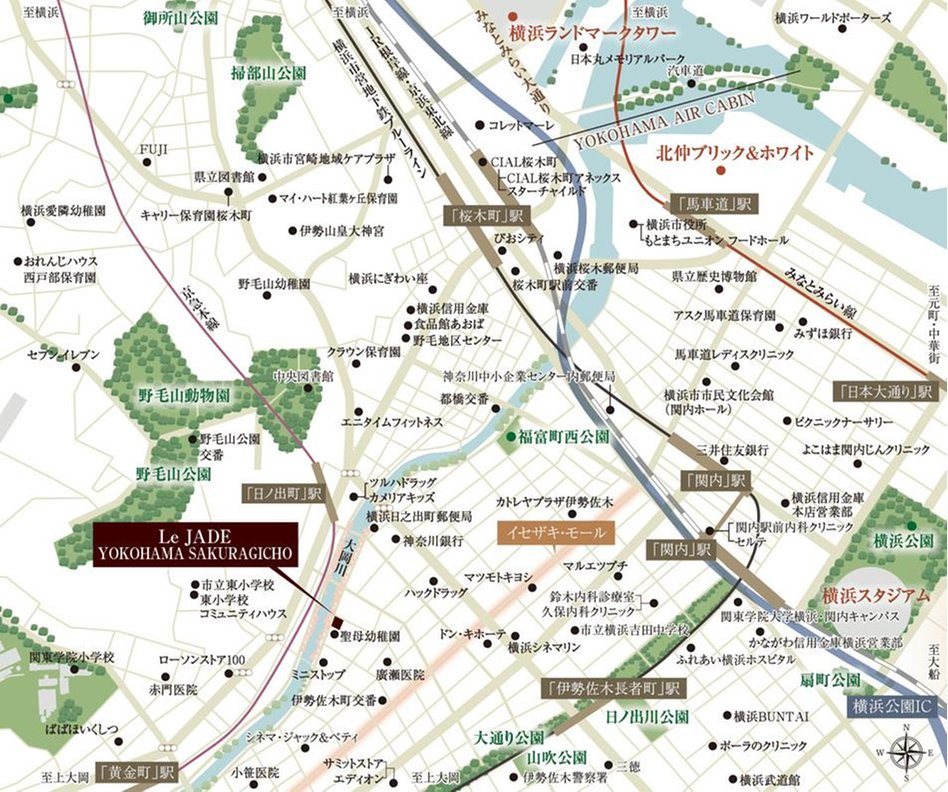 レ・ジェイド横濱桜木町の現地案内図