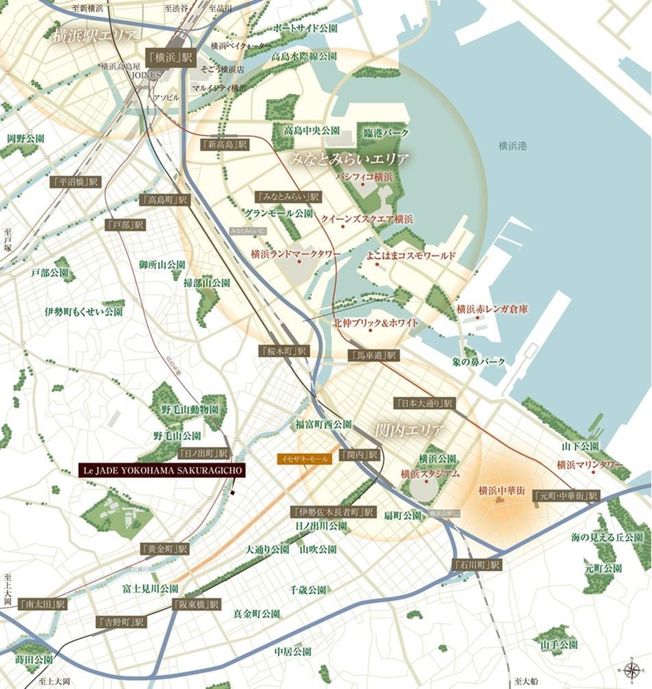 レ・ジェイド横濱桜木町の現地案内図