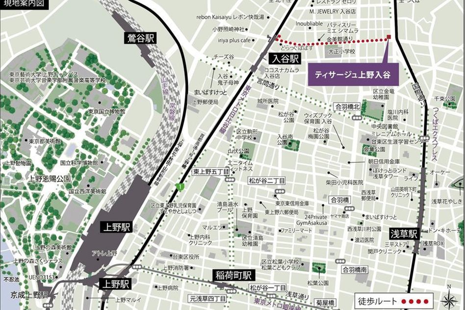 ティサージュ上野入谷の現地案内図