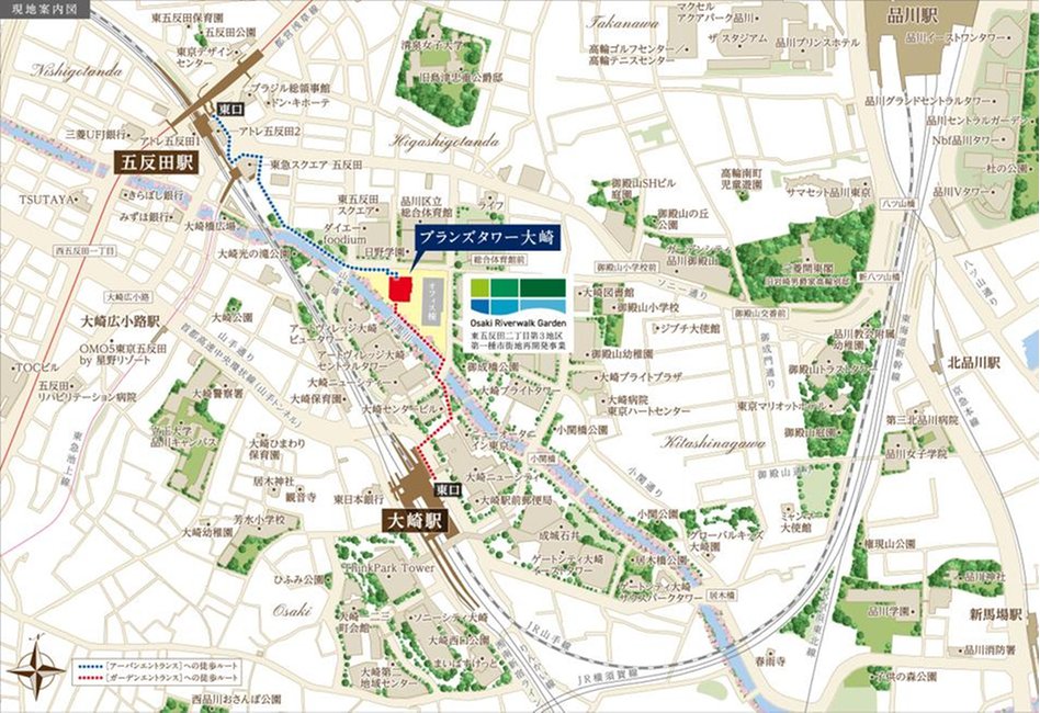 ブランズタワー大崎の現地案内図