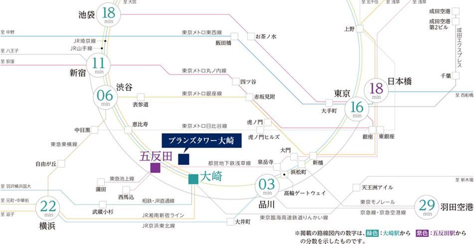 ブランズタワー大崎の交通アクセス図