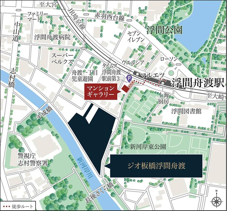 ジオ板橋浮間舟渡の現地案内図