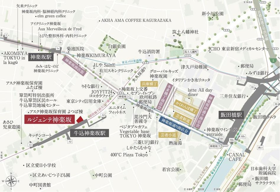 ルジェンテ神楽坂の現地案内図