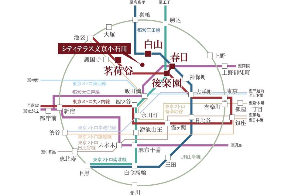 シティテラス文京小石川の交通アクセス図
