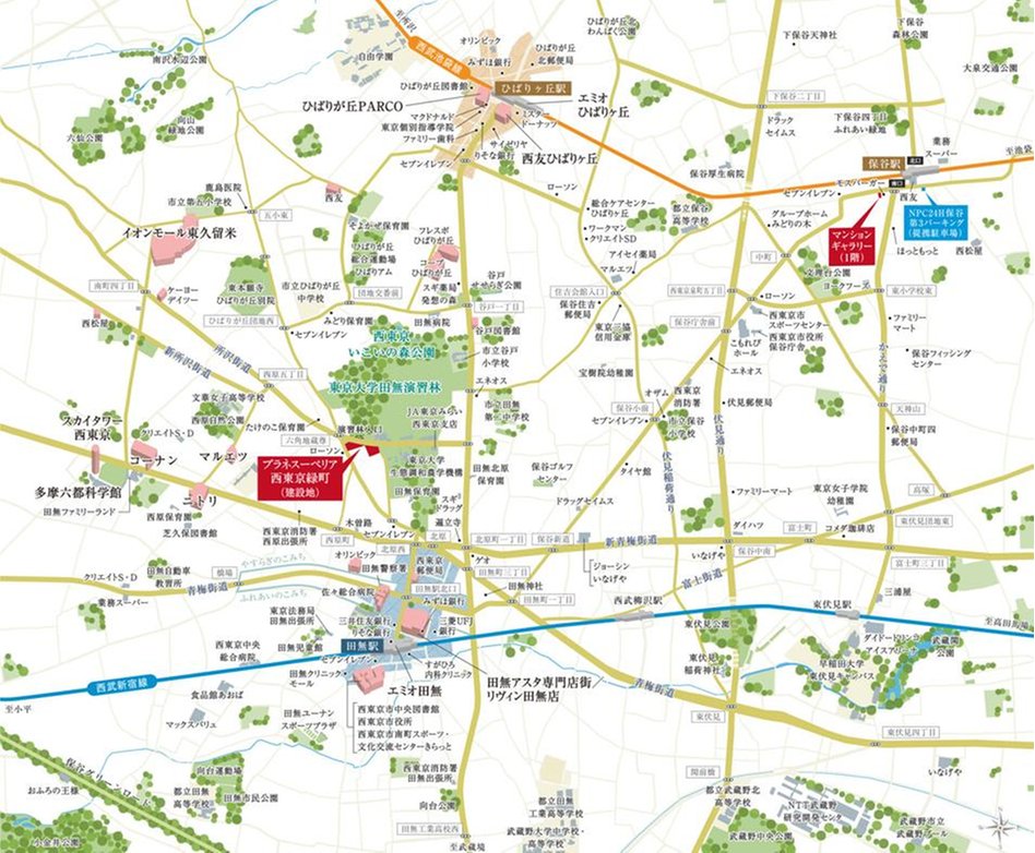 プラネスーペリア西東京緑町の現地案内図