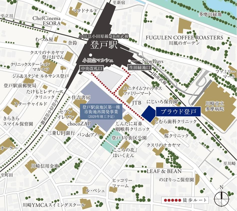 プラウド登戸の現地案内図
