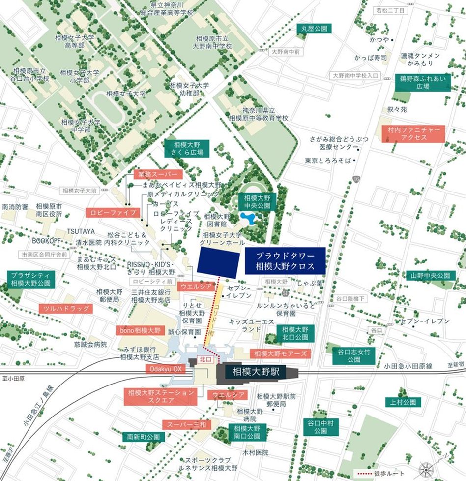 プラウドタワー相模大野クロスの現地案内図