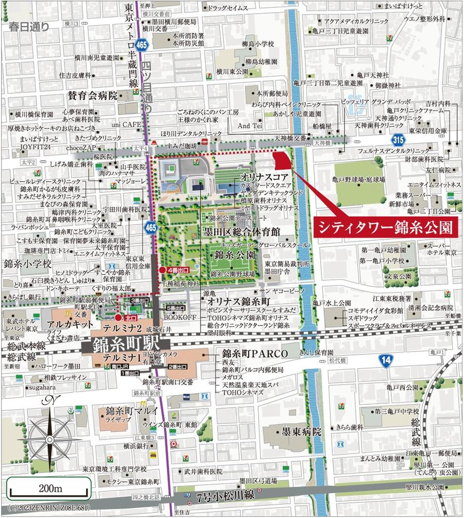 シティタワー錦糸公園の現地案内図