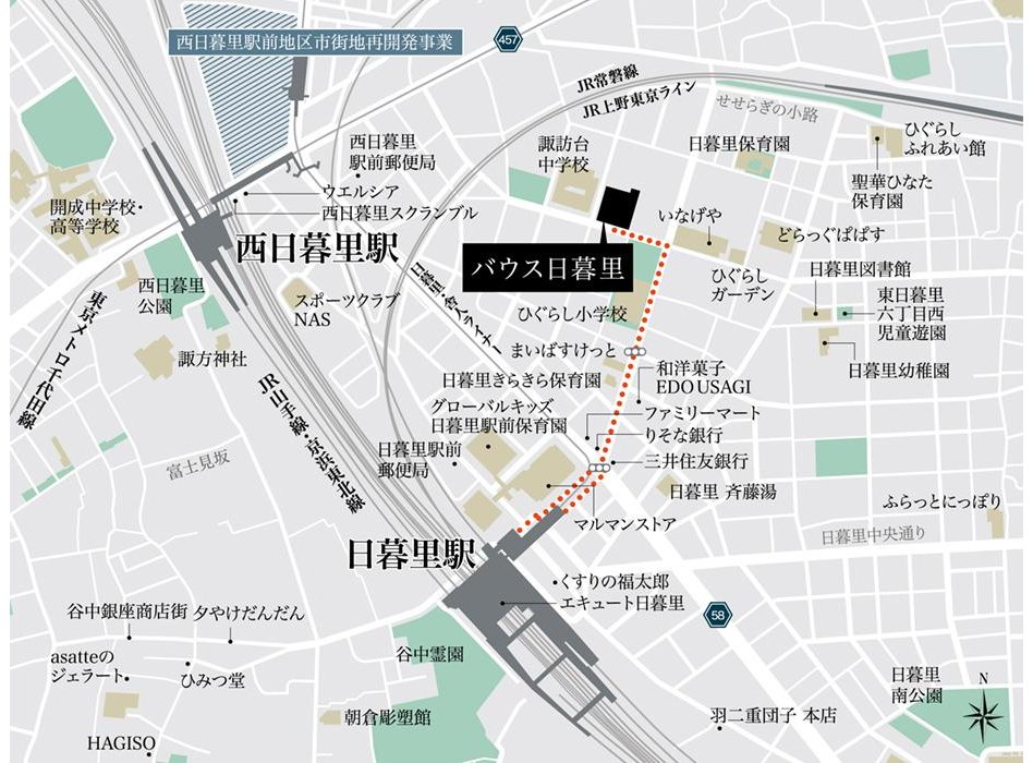 バウス日暮里の現地案内図