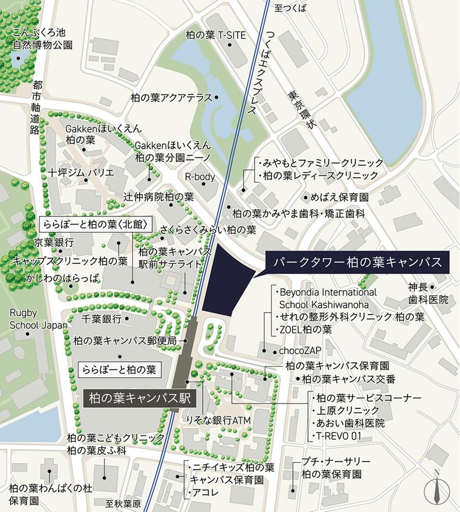 パークタワー柏の葉キャンパスの現地案内図