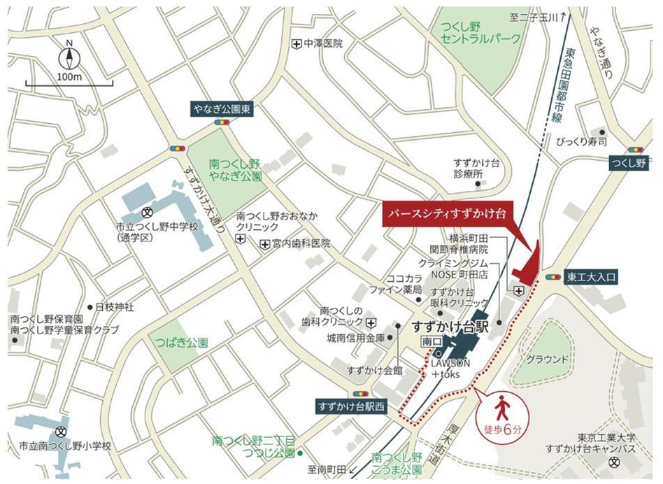 バースシティすずかけ台の現地案内図