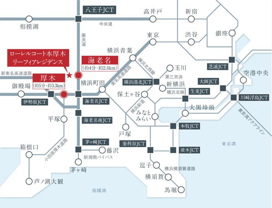 ローレルコート本厚木リーフィアレジデンスの交通アクセス図