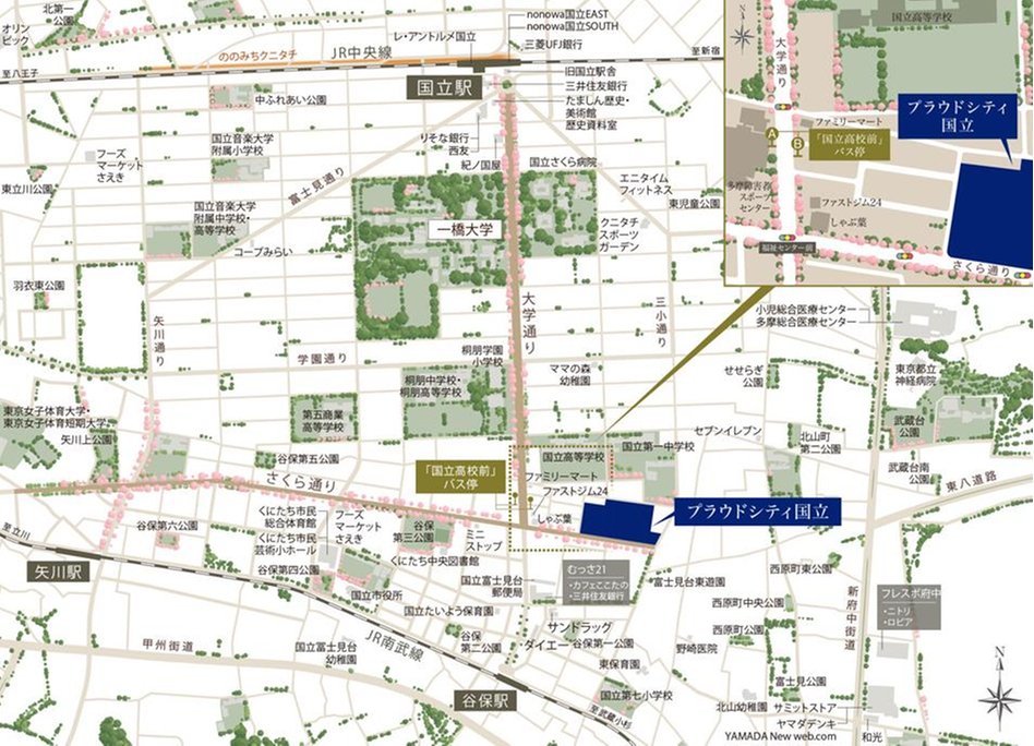 プラウドシティ国立の現地案内図
