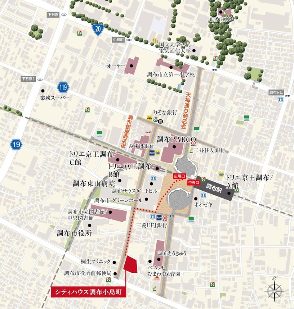 シティハウス調布小島町の現地案内図