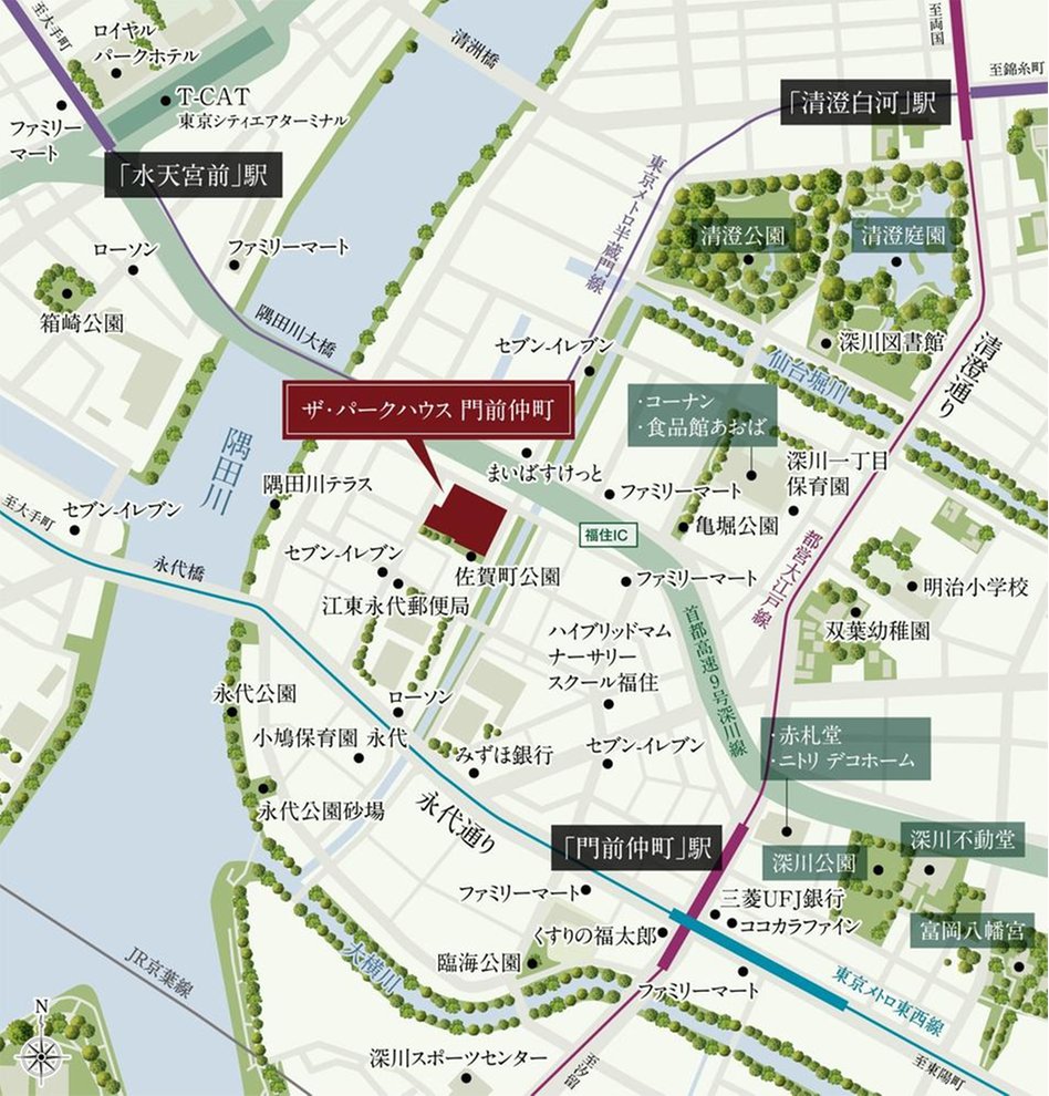 ザ・パークハウス 門前仲町の現地案内図