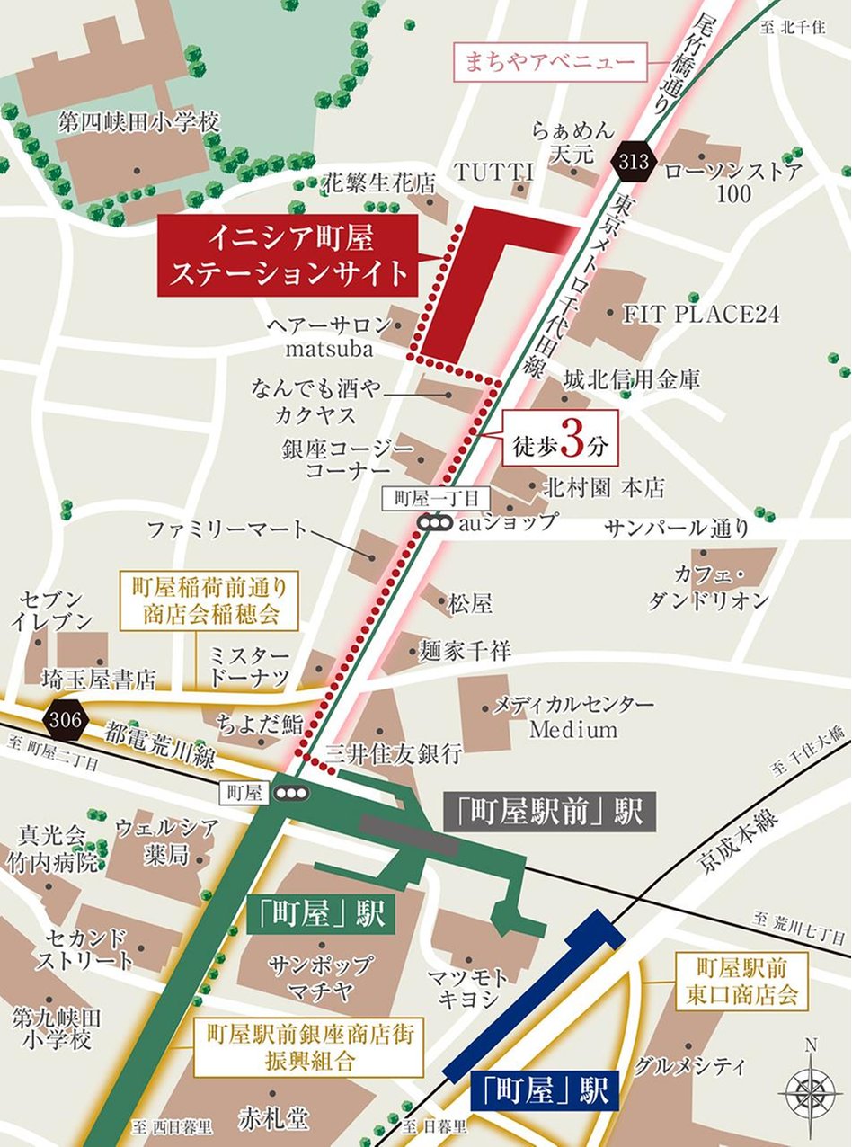 イニシア町屋ステーションサイトの現地案内図
