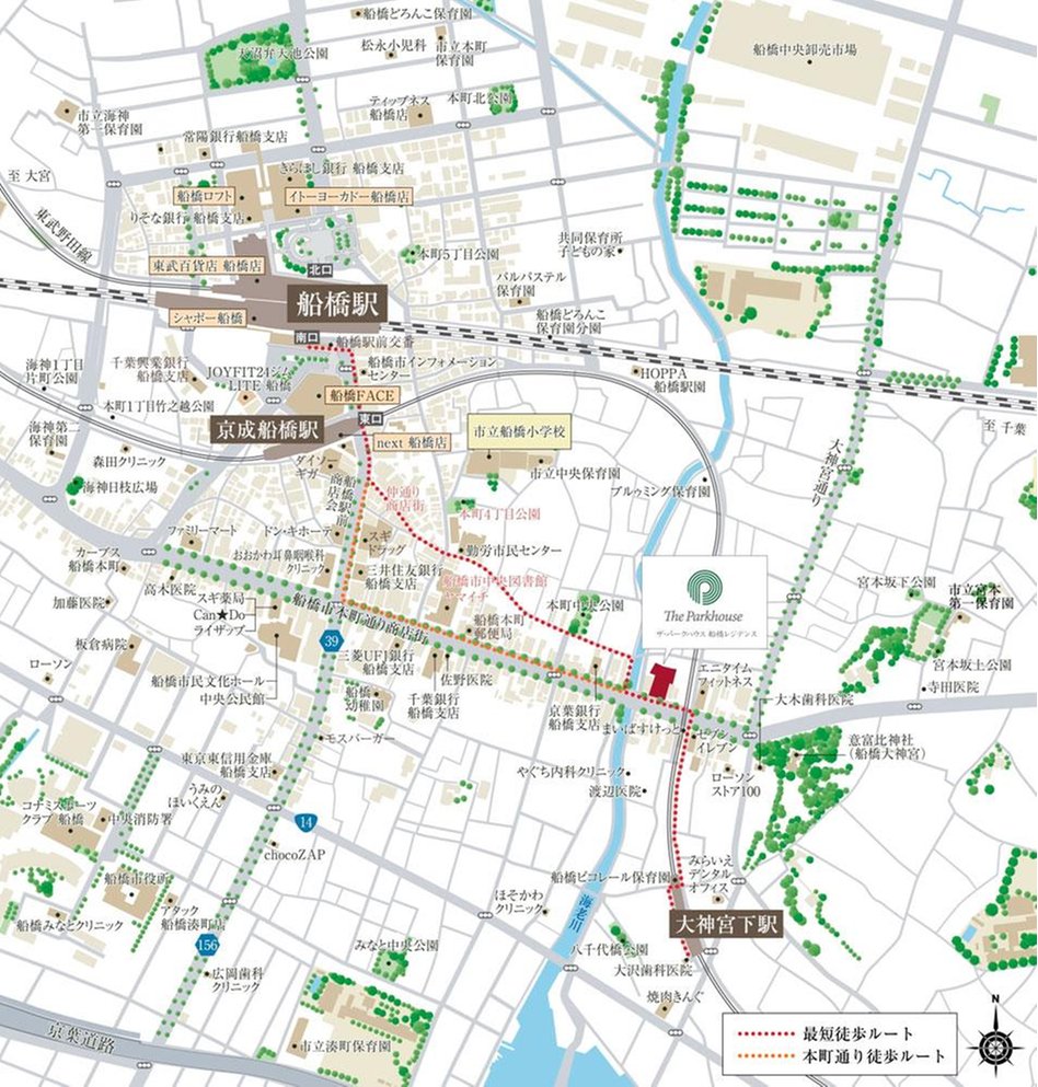 ザ・パークハウス 船橋レジデンスの現地案内図