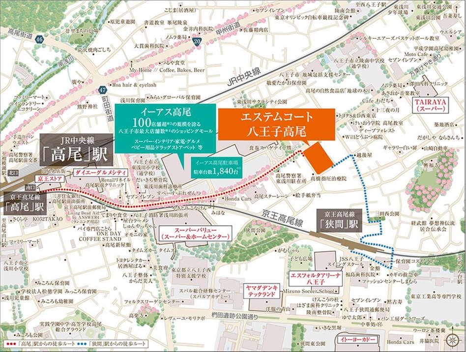 エステムコート八王子高尾の現地案内図