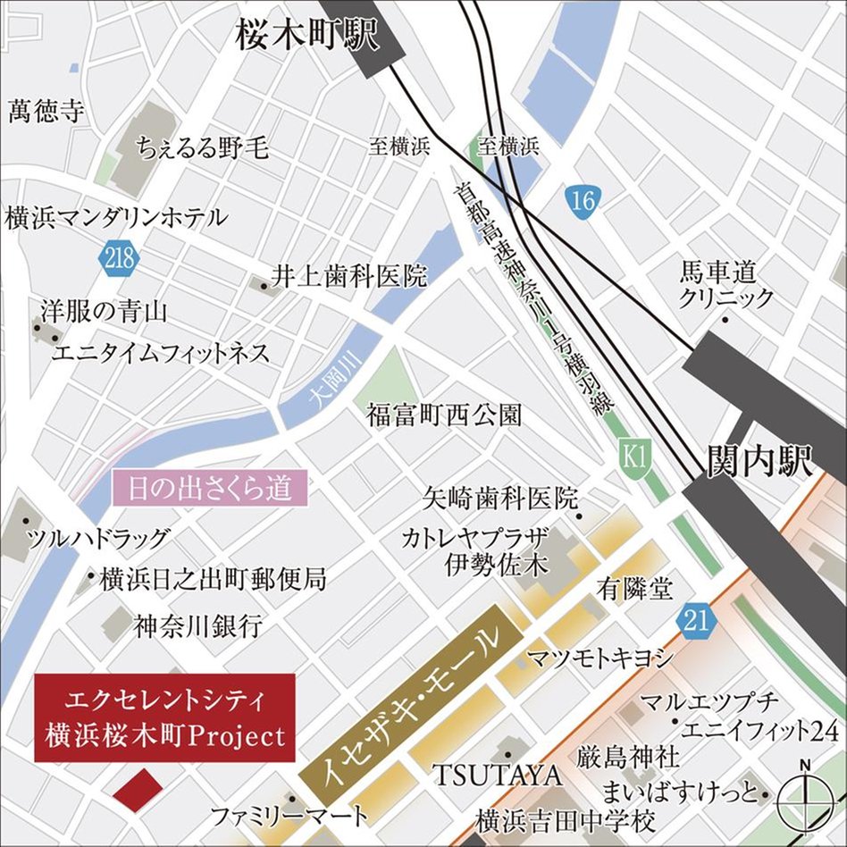 エクセレントシティ横浜桜木町Projectの現地案内図