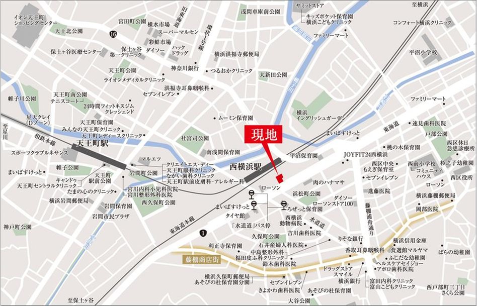 エクセレントシティ西横濱駅前の現地案内図